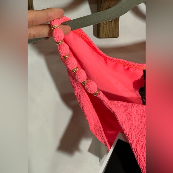 NWT Vix Firenze Beads Bikini Bottom Full Coverage 24k Gold Plated Neon Large - Picture 2 of 10